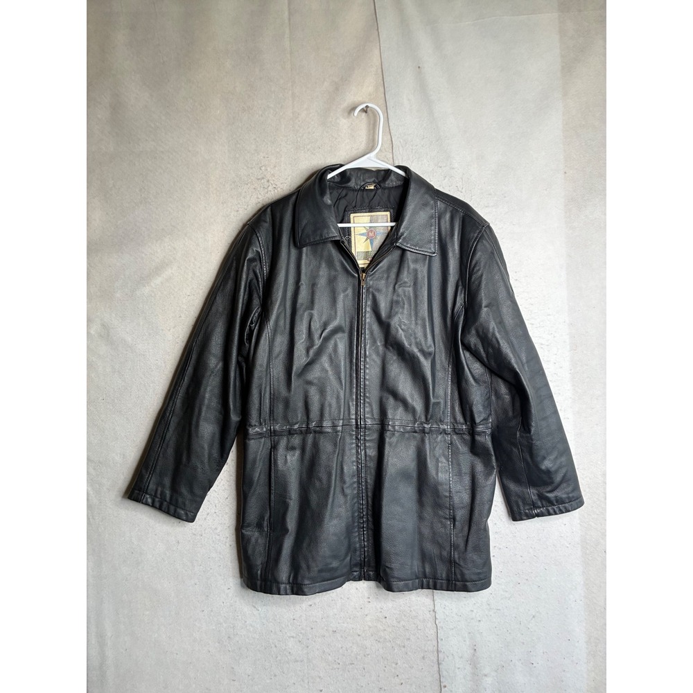 VTG Middlebrook Park Mens Black Genuine Leather Zip Up Jacket Coat Medium T08-54